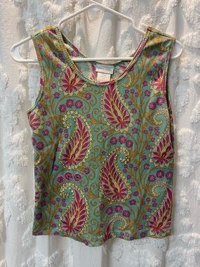 Pierre Cardin multicoloured paisley sequin beaded tank top